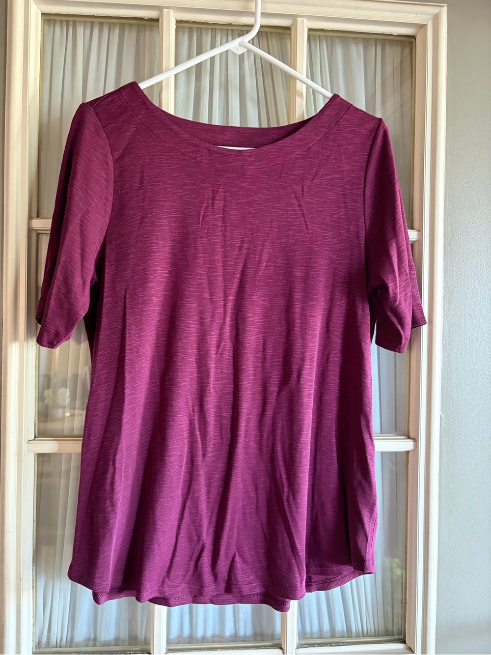 J. Jill Short Sleeve Pima Scoop Neck Top - Raspberry